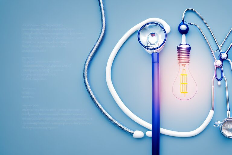 A stethoscope intertwined with a light bulb