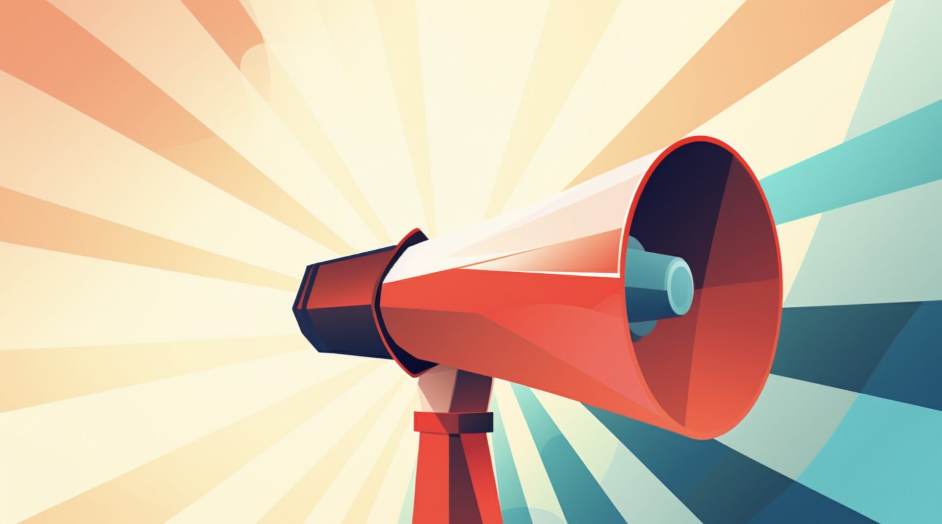 Megaphone with sunburst background