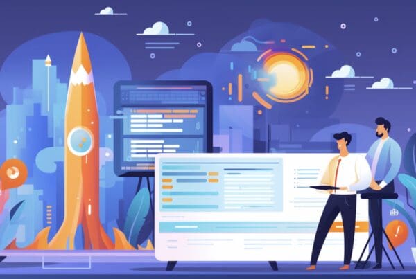 Flat design of marketing communications and a rocket