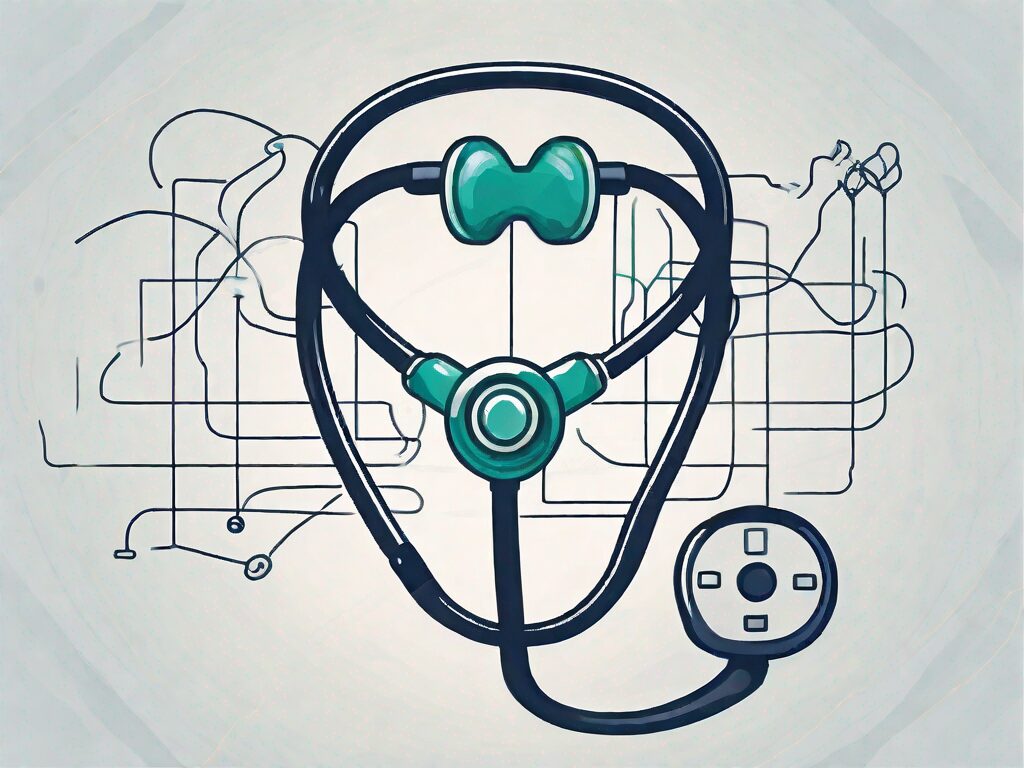 A stethoscope intertwined with a communication icon