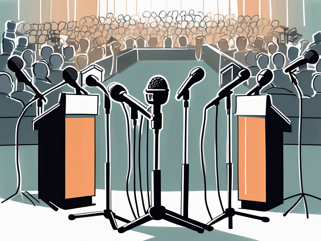 A podium with a microphone